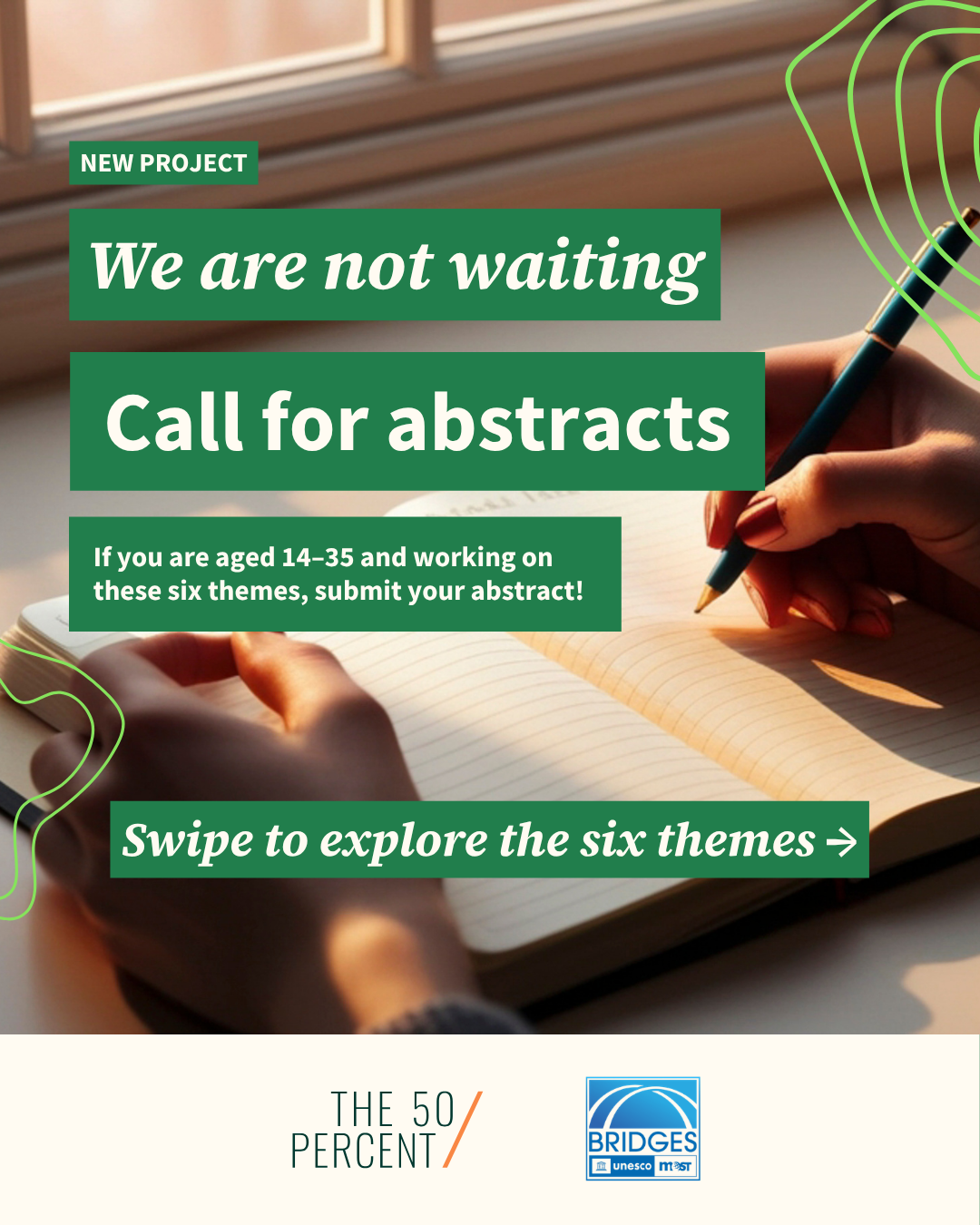 What are the six themes at the heart of We are not waiting?